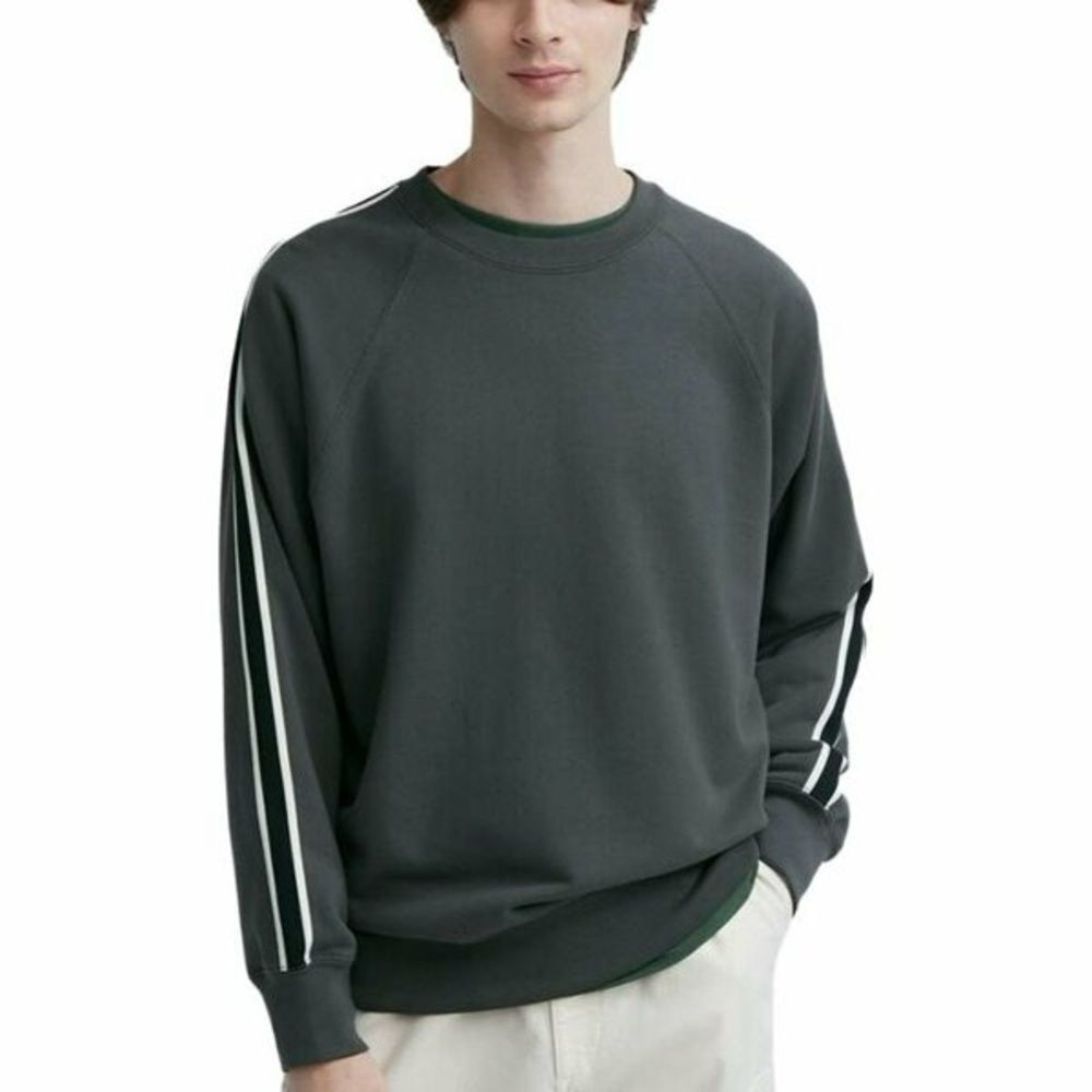 Side-Stripe Long-Sleeve Sweatshirt Dark Gray Men Size XS Never Worn